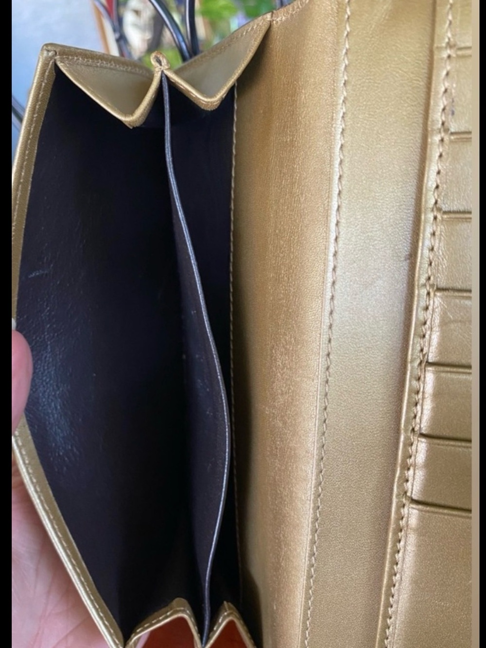 Auth GUCCI Gold Leather Wallet W/Chain, Heart Gg Yellow Leather Italy - Picture 10 of 12